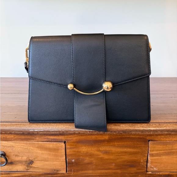 Strathberry Handbags - Strathberry Black Crossbody Bag with Gold Detail